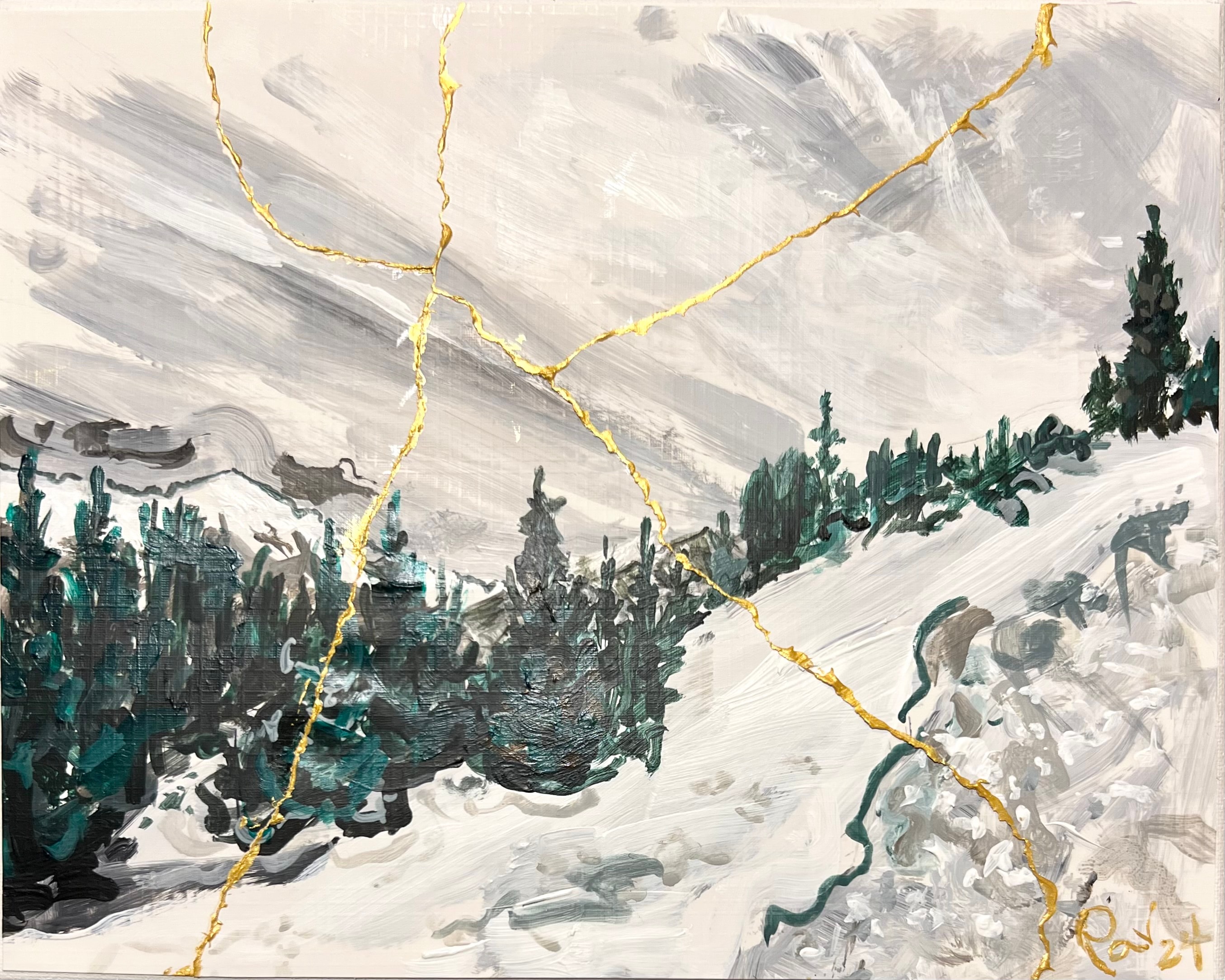 Holiday greeting card painting